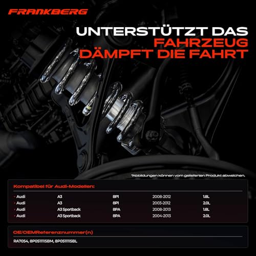 Frankberg 2x Fahrwerksfeder Hinterachse Links Rechts Kompatibel mit A3 8P1 2003-2012 A3 Sportback 8PA 2004-2013 Replace# RA7054