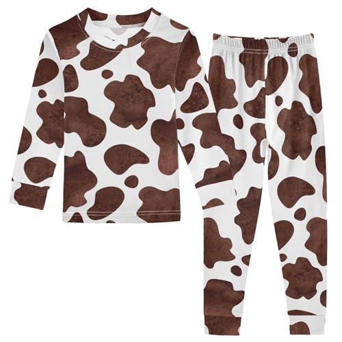 Brown Cow Print Pajamas Long Sleeve Sleepwear 2-Piece Pajama Set2