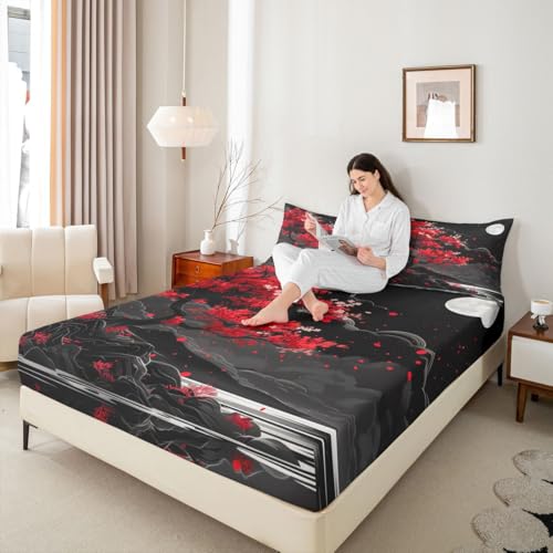 Sábanas bajeras de tamaño King con fundas de almohada de microfibra suave 6