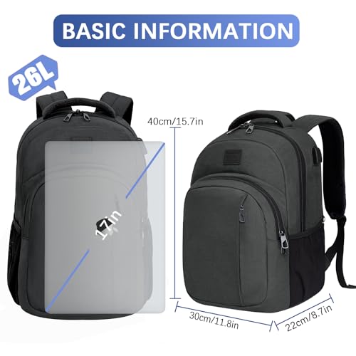 Travel Laptop Backpack for Men and Women - 15.6 Inch, Water-Resistant with USB Charging Port