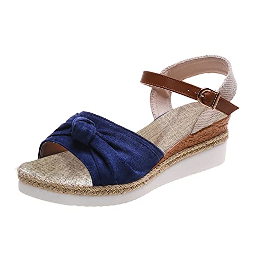 ZTFYKLIN Sandalias Planas Para Mujer Mujeres Cuñas Causales Zapatos Del Pie De Los Pies Classic Fit Sandals Color Plata (Blue, 41) Verano Negro Barefoot Chica Ancho Caminar Cuña Bajas Confort