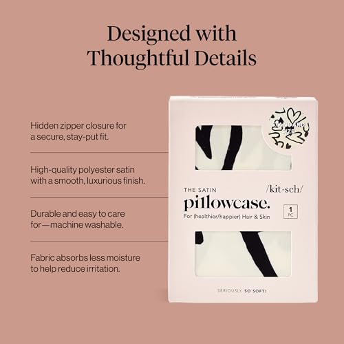 image for Kitsch Satin Pillowcase with Zipper for Hair & Skin - Softer Than Silk