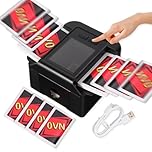 Lxjmcwio Quiet Automatic Card Shuffler 1-2 Deck, 2000 mAH USB-C Rechargeable Electronic Card Shuffler, One-Press AUTO and Manual Card Shuffle Machine for UNO Poker Blackjack Skip-Bo Phase 10 (Black)