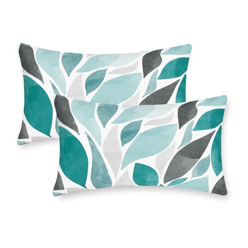 CaliTime Decorative Couch Throw Pillow Covers, 20 X 12 Inches, Teal Green