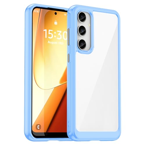 Image of HOOMIL Case for Samsung Galaxy S23 FE 5G 6.4-Inch, Non-Yellowing, Drop Protection, Anti-Scratch, Transparent Hard Back Phone Cover - Blue