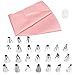 Newaner 26PCS Boquillas para Manga Pastelera Incluyendo Boquillas de Acero Inoxidable, Bolsas de Pastelería Profesional Reutilizado, Acopladores, para Hornear Juego de Decoración para Cupcakes