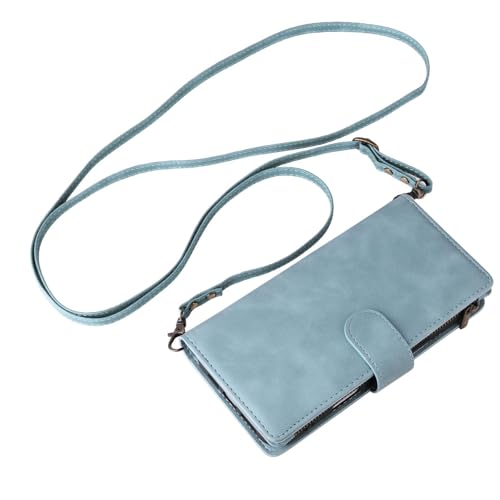 Étui iPhone 15 en cuir de qualité supérieure avec finitions magnétiques bleu