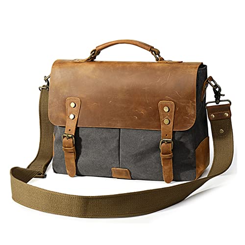 Fashion Thick Waxed Canvas Men's Shoulder Bags Men's Shoulder Bags Men's Retro Casual Shoulder Bags Boys Casual (Color : Blue, Size : Q)2