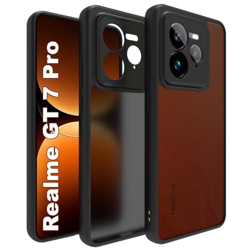 Image of RIGGEAR Shockproof Sleek Hybrid Armor Back Cover Case for Realme GT 7 Pro / GT7 Pro 5G (Smoke Black Matte PC + Black TPU Bumper)