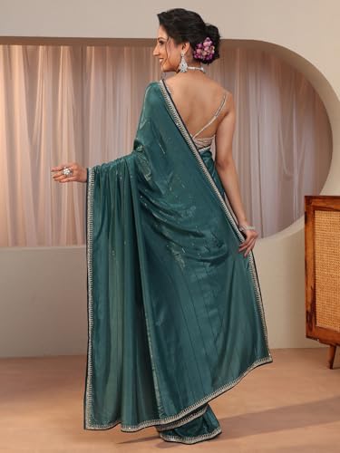 Image of Libas Self Design Silk Blend Saree for Women With Unstitched Blouse Piece | Traditional Saree for Party & Wedding