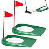 joaoxoko Portable Putting Cup Set w/Flags - Lightweight Golf Practice for Home Gym Rainy Day, 2 Pack Indoor Outdoor Trainer w/Slope Design, Gift for Dad Family Fun (Red 2pcs)