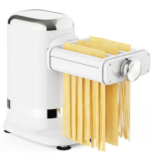 GVODE Elektrische Nudelmaschine, 3-in-1 Pastawalze und -schneider, Weiß