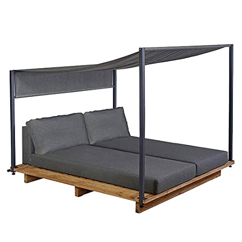 OUTLIV. Brite Daybed Doppel-Gartenliege mit Sonnendach in Teak, die Moderne...