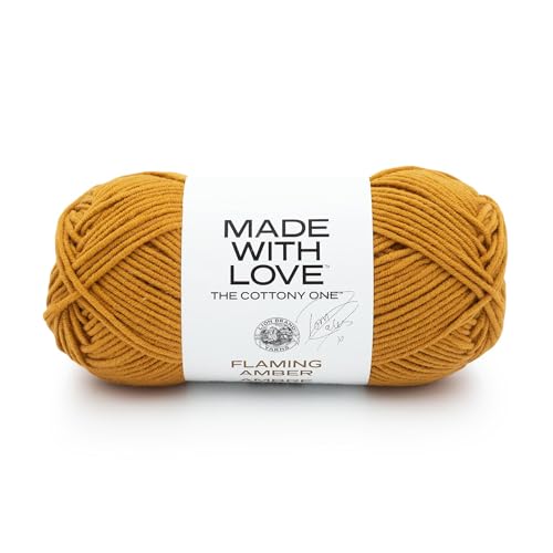 Image of Lion Brand Yarn Made with Love The Cottony One Yarn for Crocheting, Knitting, and Crafts, Flaming Amber, 1 Pack