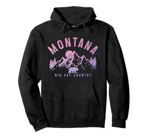 Montana Vintage Mountains Bear Nature Lover Pullover Hoodie