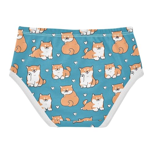 Wusikd Hearts Girls' Underwear Cotton Shiba Inu Dog Girls Briefs Soft Toddler Underwear 8T2