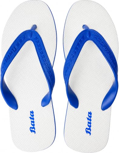 Image of Bata Flip Flop Slippers for Men, Blue & White