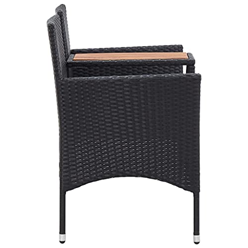 Banc de jardin 2 places compact en polyrotin noir pour optimiser les petits balcons - 4