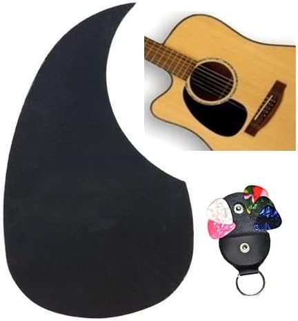 Left Handed Acoustic Guitar Sticker Black Teardrop Pickguard + Picks & Picks Holder.