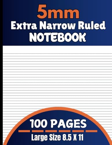 5mm Extra Narrow Ruled Paper Notebook: 5mm Ultra Thin Ruled Narrow Small Blank Lined Spacing Journal, The Ultimate Choice for Compact Writing and ... Journaling | Large Size 8.5"X11" / 100 Pages image 2