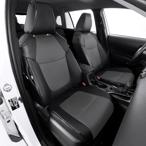 TTX LIGHTING Custom Fit Seat Covers for Toyota Corolla Cross Hybrid 2023 2024 2025 2026 SE,XES,Full Set Faux Leather Cross Hybrid Seat Covers Black&Grey