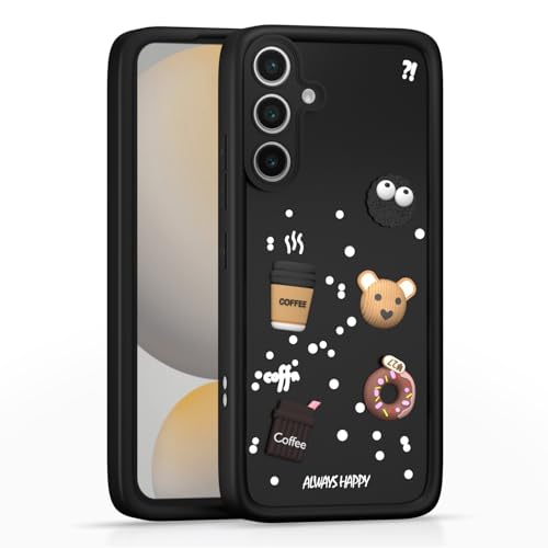 Image of Outlouders Back Cover for Samsung Galaxy S24 FE 5G | 3D Cartoon Bear Cute Fun Silicone Full Body Protection Bumper Case (Black)