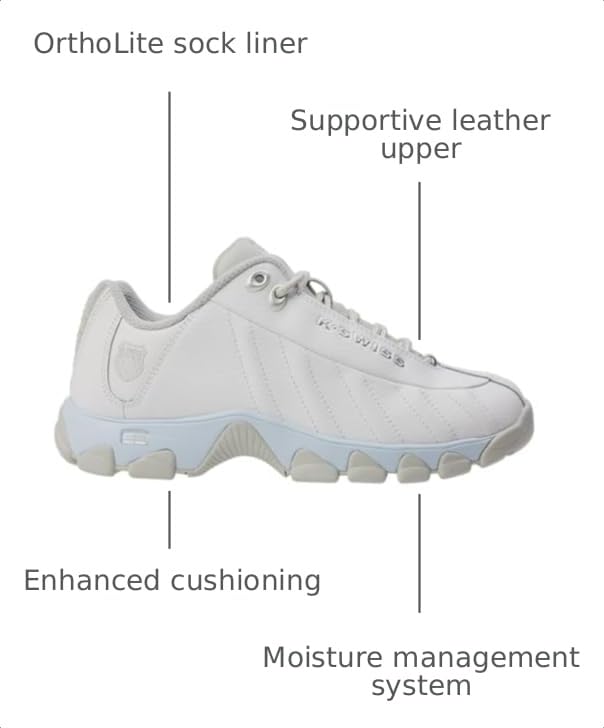 Image of K-Swiss Women's ST329 CMF Sneaker, Wide Tennis Walking Leather Shoes