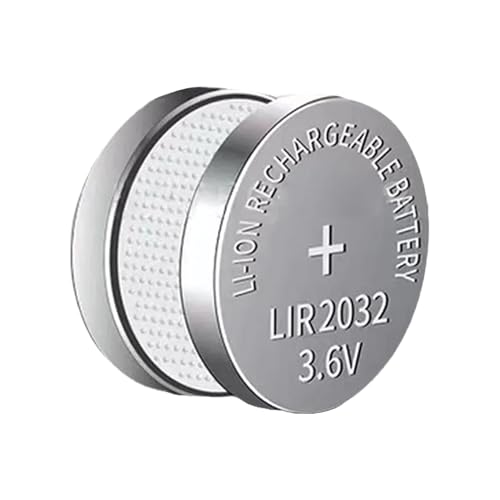 Pilas de botón LIR2032 recargables de 3,6 V, baterías de botón de botón de iones de litio, baterías de monedas recargables, 2 pilas de monedas de iones con tiempo de carga de 1 a 1,5 horas para