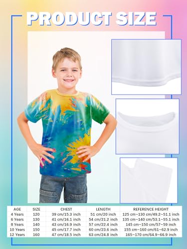 4 Pieces Kids White Sublimation Blank DIY Crew Neck Tshirt for Boys Girls Summer DIY Transfer Printing Heat Tie Dye2