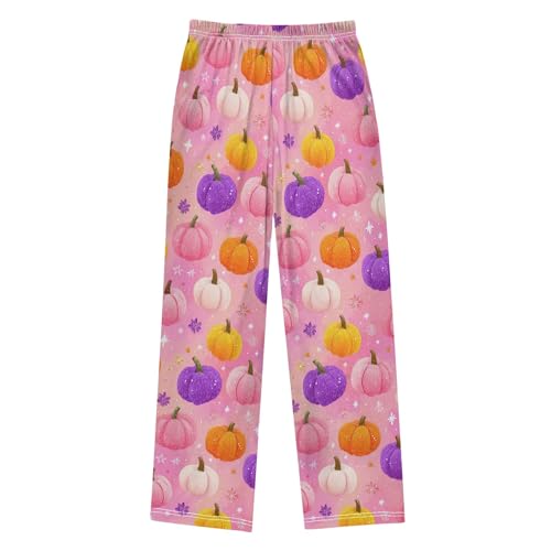 Pajama Pants Lounge Sleep PJ Bottoms Sleepwear Elastic Waist Drawstring S Pumpkin Sparkling2