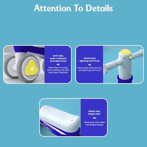 Image of StarAndDaisy Balance Bike /Push Ride on for Kids /Toddler with 4 Smooth Wheels, Music & Lights /Mini Bike for Kids - (Blue)