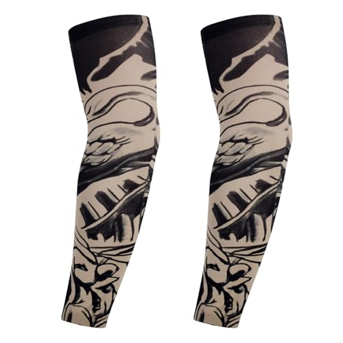 Mangas de tatuaje de simulación para brazo, fundas protectoras solares para ciclismo, conducción, alta elasticidad, cómodas, mecedoras, unisex, mangas de tatuaje, R, Talla única