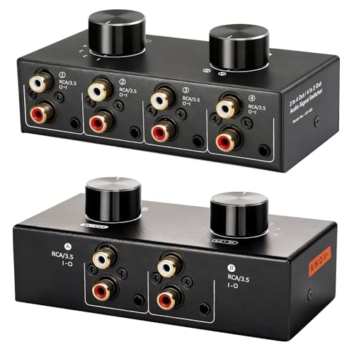 Selector de audio RCA 4 vías con conmutación bidireccional y sonido limpio