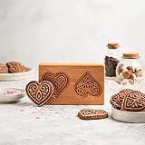 Wooden Cookie Mold - Carved Biscuit Baking Cutter, Embossing Press For Gingerbread, Diy Kitchen Tools (Heart)
