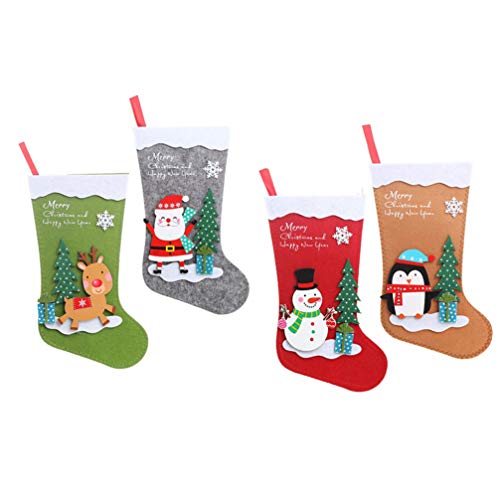 Toyvian 4 PeÃ§as de Natal Com Elemento de Natal Bolsa de Doces Bolsa de Moda Enfeite Pendurado Meias