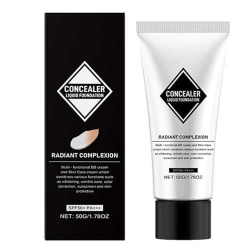 Bexdug Fundación de corrector de cobertura completa, Color Matching Foundation,1,76 oz de maquillaje de la Fundación para la decoloración | Corrección de tono SPF 50+ Capacidad solar de la base de