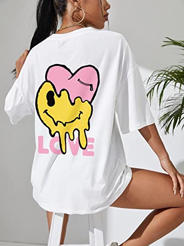 Image of DENIMHOLIC Cotton Half Sleeve Printed Oversized t Shirts for Women, Loose t Shirts for Women, Baggy t Shirt for Women, Graphic Tshirt for Women Oversize,