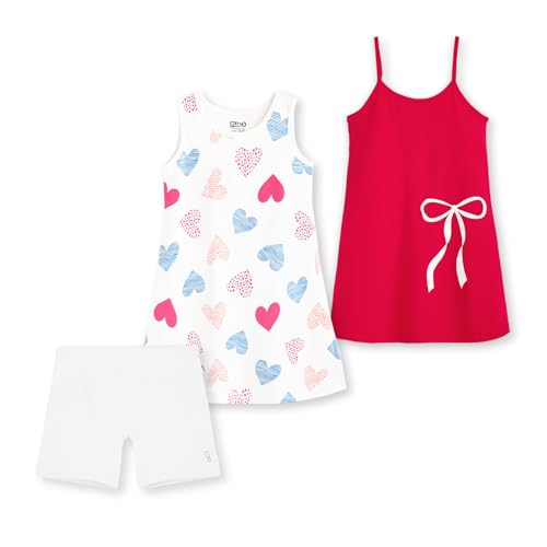 Image of YouGotPlanB Girls 100% Cotton A-Line Printed Dress | Above Knee Length Summer Frock | Soft & Breathable Casual Wear for Girls (Ages 3-14 Years)