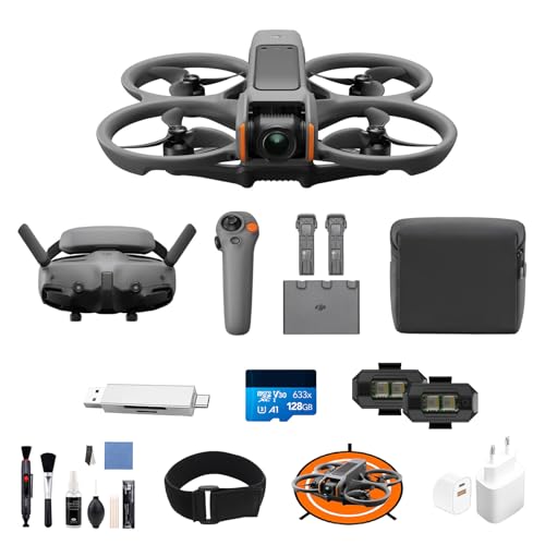 DJI Bundle Fly More Avata 2 (Trois Batteries), Drone FPV avec Caméra 4K, Acrobaties en Une Touche, Protection d’hélice intégrée, Drone Caméra avec Goggles 3 et RC Motion 3