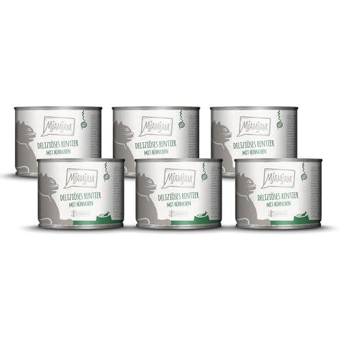Produktbild von MjAMjAM Premium Nassfutter für Katzen Rentier mit Hühnchen und Möhrchen - 6 x 200 g