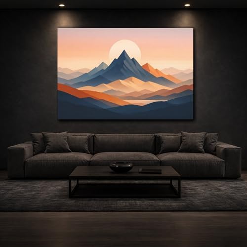 Impression canvas mountain range sunset 90x60 deco murale paysage montagne salon