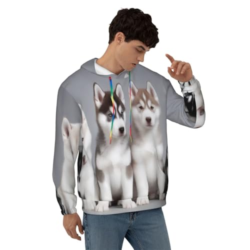 Mens Hoodie Pullover Casual Long Sleeve Drawstring Top Dogs Print Hooded Sweatshirt With Pocket4