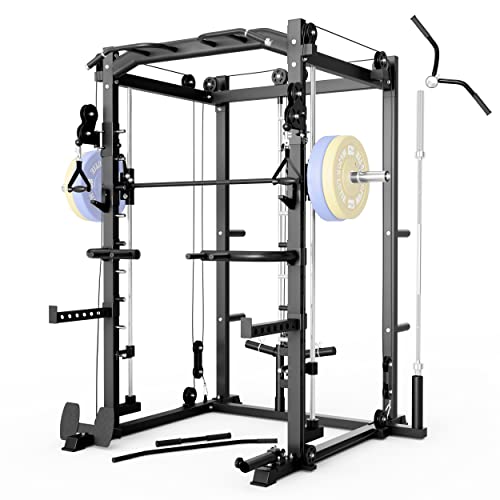 Major Lutie Smith Machine, Sml01 1600Lbs Power Cage With Crossover Machine,Landmine More Training Attachment(Black) #TOP7