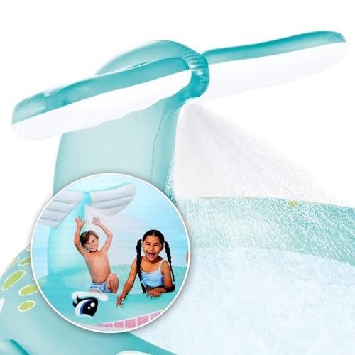 Image of LONGMIRE Inflatable Whale Spray Kiddie Portable & Foldable Kids Swimming Pool Outdoor & Indoor Baby Bath Tub Water Pool for 10 Years Up Kids and Adults