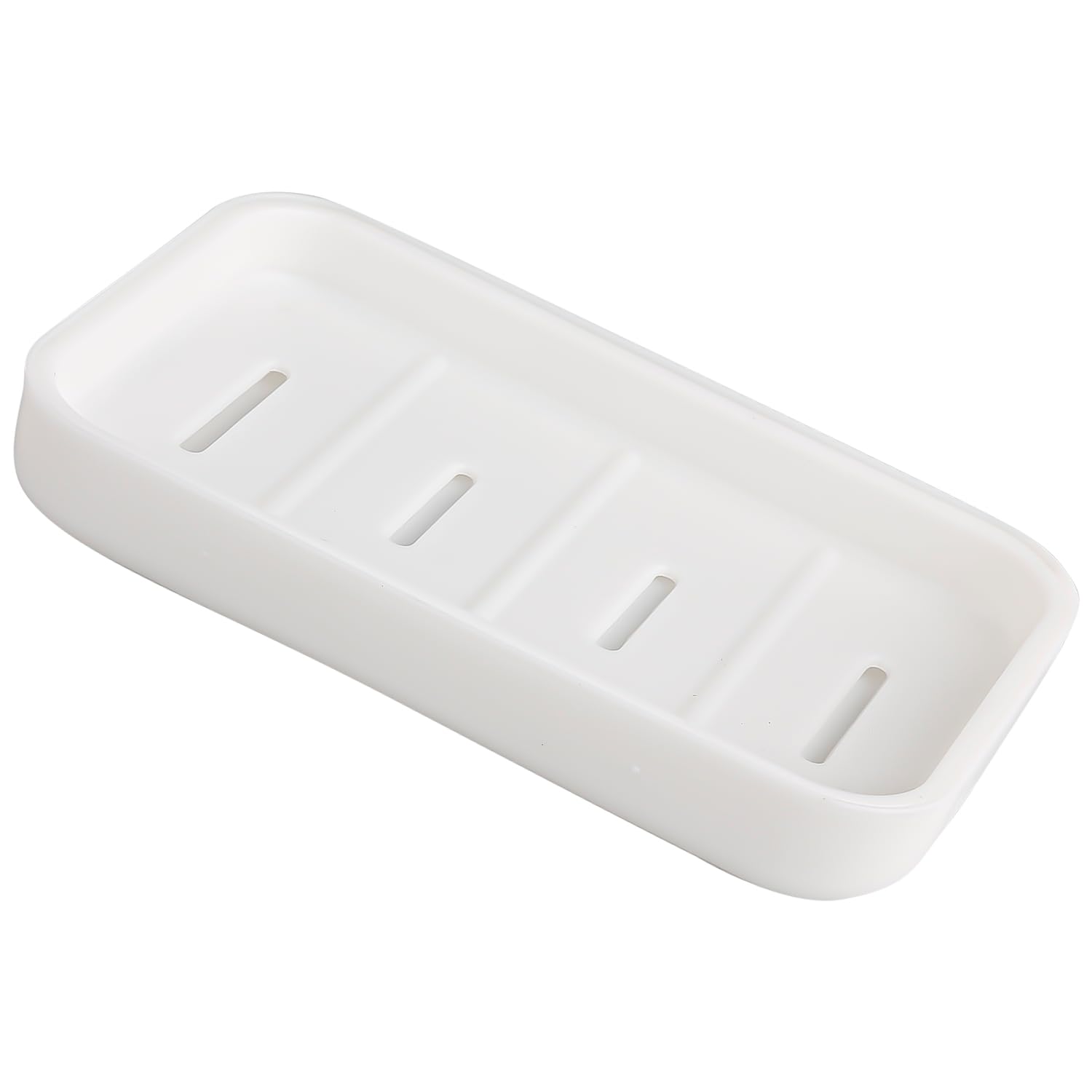 Wellrun White Dual-Layer Soap Dish With Drain,Self-Draining Elegant Soap Holder For Bathroom Sink Travel,Keeps Soaps Dry And Clean