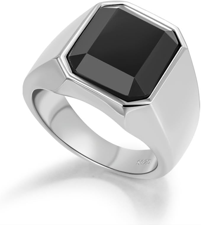 Mens Black Onyx Rings 925 Sterling Silver Square Nigeria Ubuy