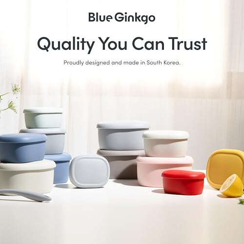 BLUE GINKGO Nesting Silicone Containers - Set of 3 Hard-Shell Silicone Food Storage Containers | BPA Free, Airtight, Dishwasher and Freezer Safe (6.7oz, 10oz, 20oz) - Grey by BLUE GINKGO - Image 6