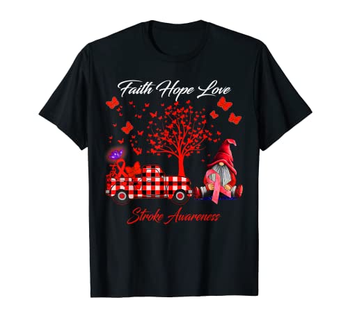 Regalos de concientización sobre el accidente cerebrovascular Faith Hope Love Camiseta
