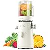 Juicer Machines, 2-in-1 Cold Press Juicer for Juice & Sorbet, suit for Vegetable and Fruit with 5-Inch Wide Chute, Powerful Masticating//High-Yield High Nutrients/Rev Mode/Easier Clean (Off-white)