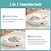 COZY KISS Katzenbett mit Decke 50x50x15cm - Flauschige Kleine Katzenhöhle - Kissen, Runde kleine Hundebett mit Rutschfester Unterseite, Katzensofa mit Kopfstütze aus Kunstfell, Waschbares, Creme